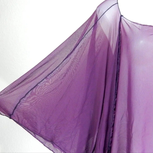 Cynthia Ashby Sheer Mesh Batwing Top - Picture 3 of 6